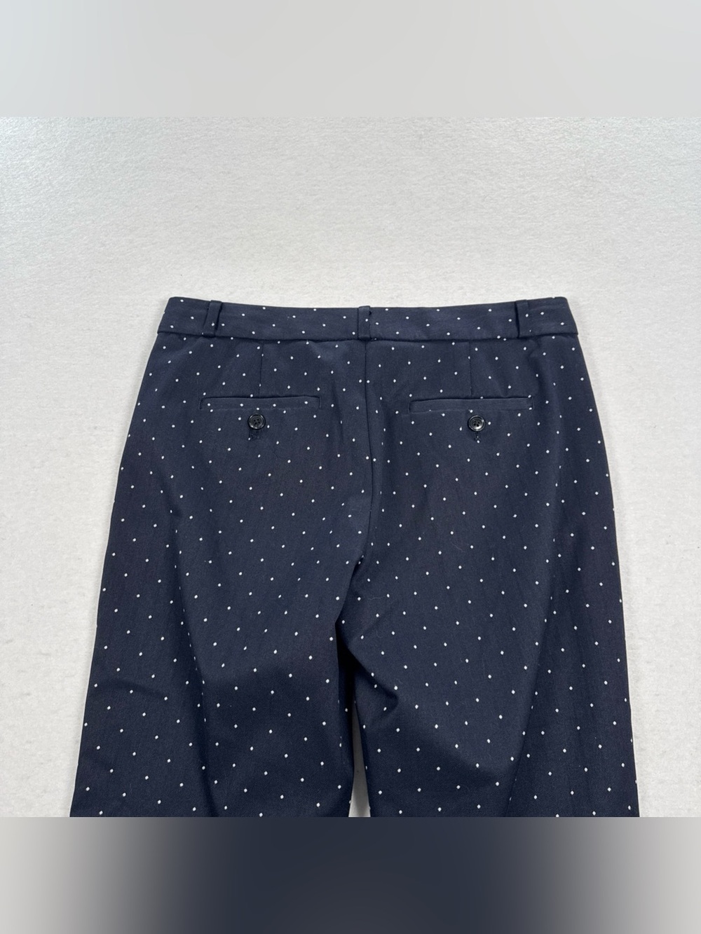 Banana Republic Logan Dress Pants Women's 6 Navy White‎ Polka Dots Stretch Boot - Picture 5 of 9